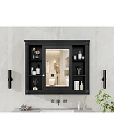 Wall Mounted Bathroom Cabinet with Mirror and 6 Shelves