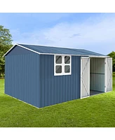 Metal garden sheds 10ftx12ft outdoor storage sheds blue with window