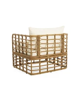 Boho Rattan Accent Chair with Cushions (Set of 2)