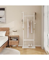 Solid Wood Coat Rack (23.6" x 11" x 64.1") for Bedroom/Entryway/Living Room (White)