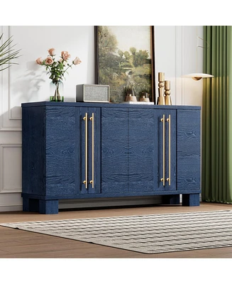 Antique Navy Wood Sideboard with Adjustable Shelves