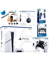 Sony Playstation 5 Slim Disc Bundle with White Pulse Headset, Extra Edge Controller, Trigger Stop Kit