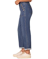 Democracy Women's "Ab" Solution High-Rise Buttoned-Pocket Rolled-Cuff Denim Jeans
