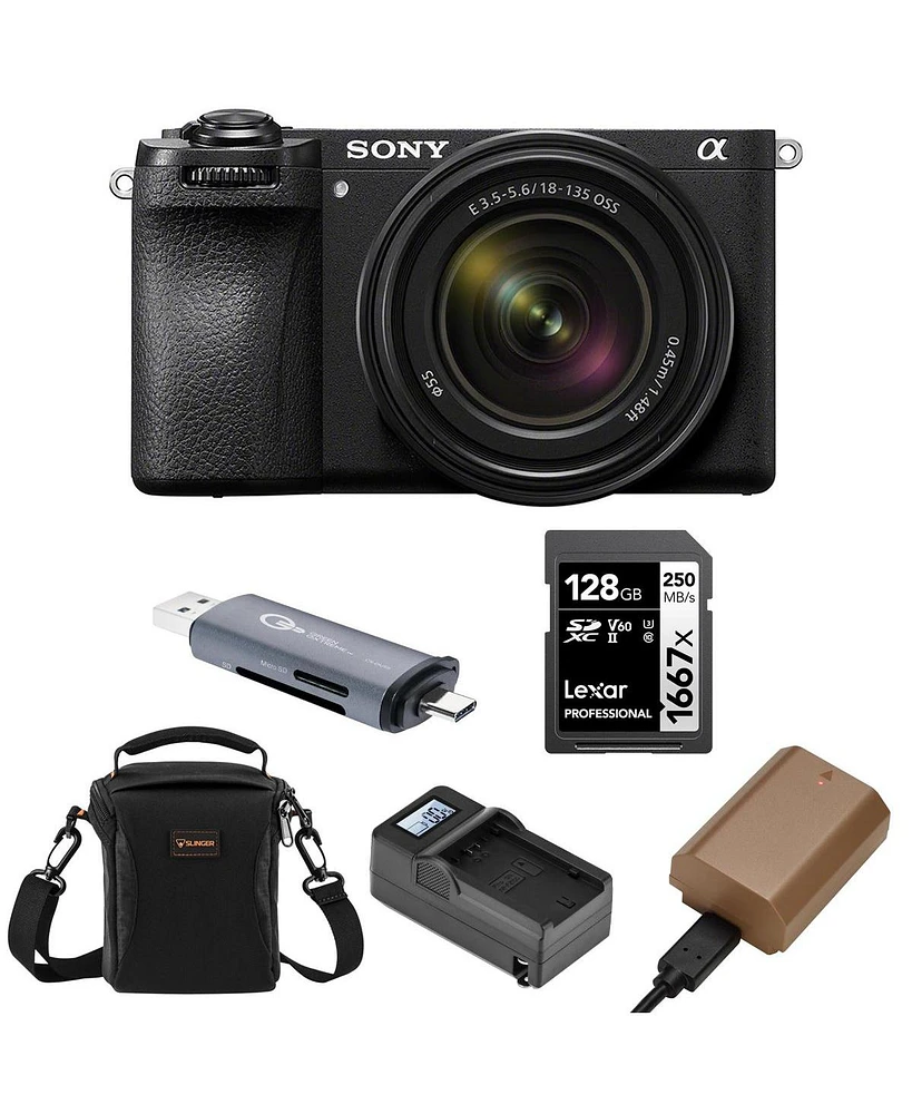 Sony Sony Alpha a6700 Mirrorless Camera Body with E 18-135mm f/3.5-5.6 Oss Lens Bundle with Shoulder Bag, 128GB Sd Card, Card Reader, Extra Battery, C