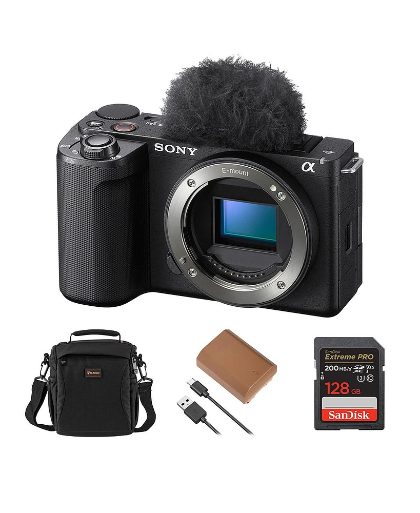 Sony Alpha Zv-E10 Ii Mirrorless Camera, Black, Bundle with Pro 128GB Memory Card, Battery and Shoulder Bag