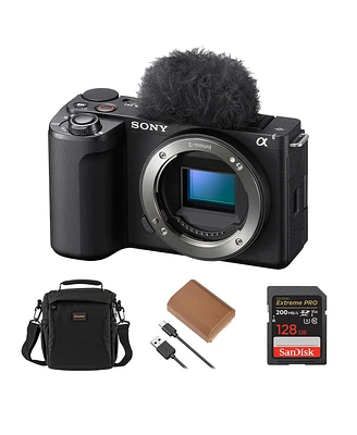 Sony Alpha Zv-E10 Ii Mirrorless Camera, Black, Bundle with Pro 128GB Memory Card, Battery and Shoulder Bag