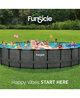 Funsicle 24' x 52" Oasis Designer Round Outdoor Above Ground Swimming Pool, Gray