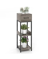 3-Tier Tall Plant Stand with Stylish Drawer & Storage for Home or Office