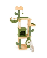 Cactus Cat Tree with Scratching Posts & Scratching Board Fun & Stylish Play Tower for Indoor Cats