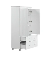 Tall Storage Cabinet with Three Drawers for Bathroom/Office, White