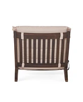Midori Mahogany Wood Folding Lounge Chair with Cushion for Outdoor Comfort and Style
