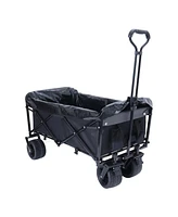 Collapsible Wagon Cart with Strapping System, 440lbs Capacity, for Beach, Camping, Shopping