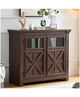 Espresso Coffee Bar & Storage Cabinet with Barn Door