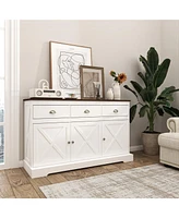 Farmhouse Buffet Cabinet with Storage and Adjustable Shelves (53" x 17" x 33")