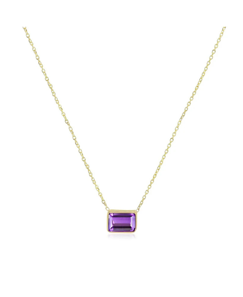 The Lovery Amethyst Emerald Cut Single Bezel Necklace 14K Gold