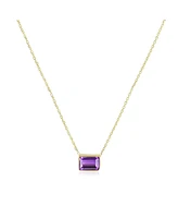 The Lovery Amethyst Emerald Cut Single Bezel Necklace 14K Gold