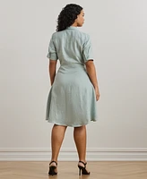 Lauren Ralph Plus-Size 100% Linen Shirtdress