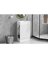 18.6" Bathroom Vanity with Sink, Bathroom Vanity Cabinet with Two-tier Shelf, Left or Right Orientation, White
