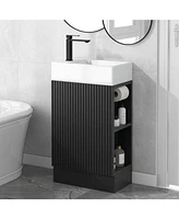 18.6" Bathroom Vanity with Sink, Bathroom Vanity Cabinet with Two-tier Shelf, Left or Right Orientation, Black