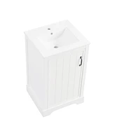 20" Bathroom Vanity with Sink, Bathroom Cabinet with Soft Closing Door, Storage Rack and Adjustable Shelve, White