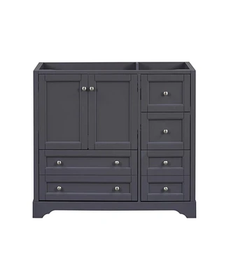 36" Solid Wood Freestanding Bathroom Vanity with 4 Drawers and Shelf