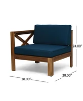 Exotic Acacia Wood Sectional Sofa Set with Water-Resistant Cushions for Outdoor Comfort