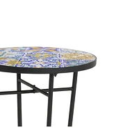 Patio Side Table,Colorful+Black