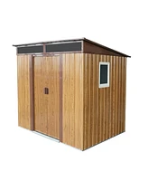 6ft x 5ft Outdoor Metal Storage Shed with Window and Transparent plate for Garden, Lawn (Coffee)