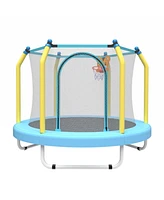 55-inch Trampoline for Kids Indoor & Outdoor Small Toddler Trampoline with Basketball Hoop