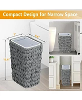 Rattan Trash Can with Press Lid, 2.6 Gal. Bathroom Wastebasket