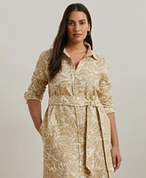 Lauren Ralph Plus Floral Linen Shirtdress