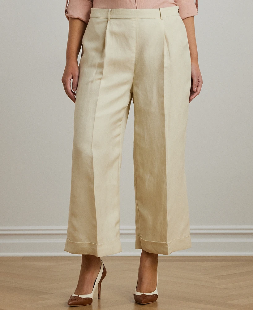 Lauren Ralph Lauren Plus Size Linen-Blend Twill Wide-Leg Pants