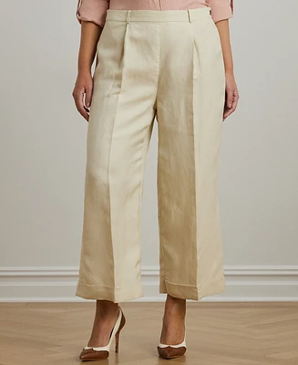 Lauren Ralph Lauren Plus Size Linen-Blend Twill Wide-Leg Pants