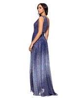 Betsy & Adam Women's Metallic Ombre One-Shoulder Gown