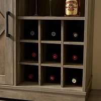 Farmhouse Wine Bar Cabinet with Adj. Shelves and Wine Rack, 31.5