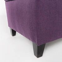Juliana Fabric Storage Ottoman with Birch Legs in Purple (50x20.5x18.3in)