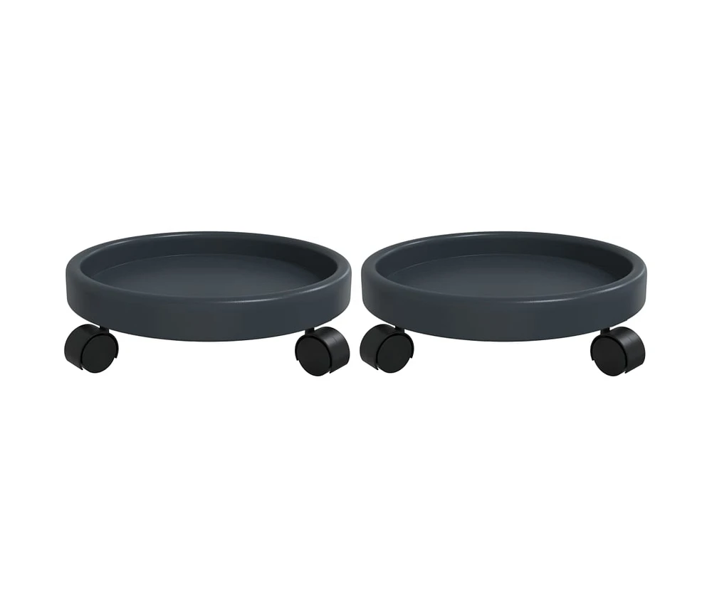 Plant Trolleys with Wheels 2 pcs Gray Diameter 13.4" 77.2 lb