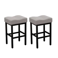 Dyhome Counter Height Bar Stools Set of 2, 27 Inches Modern Kitchen Stools, Metal Legs Backless Saddle Stool Chair for Island, Dining Room