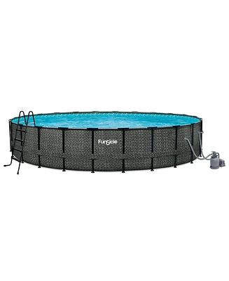 Funsicle 24' x 52" Oasis Designer Round Outdoor Above Ground Swimming Pool, Gray