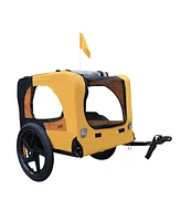 Yellow Outdoor Heavy Duty Foldable Utility Pet Stroller Dog Carriers Bicycle Trailer