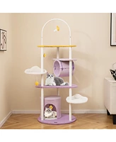 Large Cat Tower with Jumping Platforms Multi-Level Playhouse for Active Cats