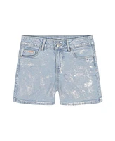 Calvin Klein Big Girls Foil Printed Denim Shorts