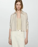 Mango Women's Linen Zip Jacket