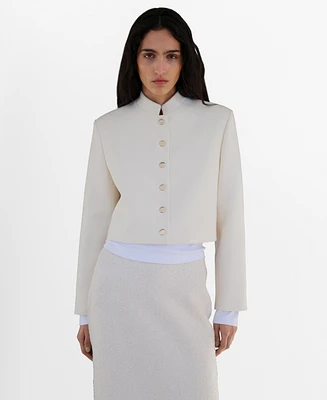 Mango Women's Strip Neck Cropped Jacket