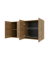 Fm Furniture Lyman Wall Cabinet kitchen in Melamine wit 4 Doors , Natural Oak