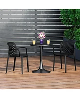 Outdoor Modern Stackable Patio Dining Armchairs (Set of 2)