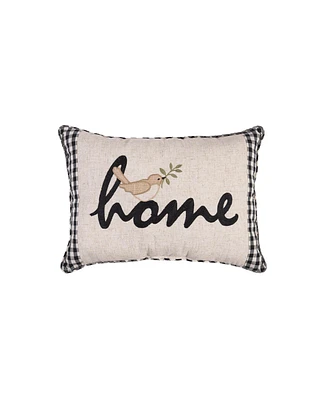 Wreathed Birds Home Oblong Applique & Embroidered Throw Pillow