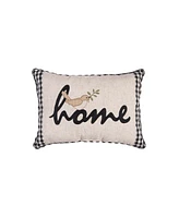 Wreathed Birds Home Oblong Applique & Embroidered Throw Pillow