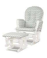 Wood Glider and Ottoman Set with Padded Armrests and Detachable Cushion