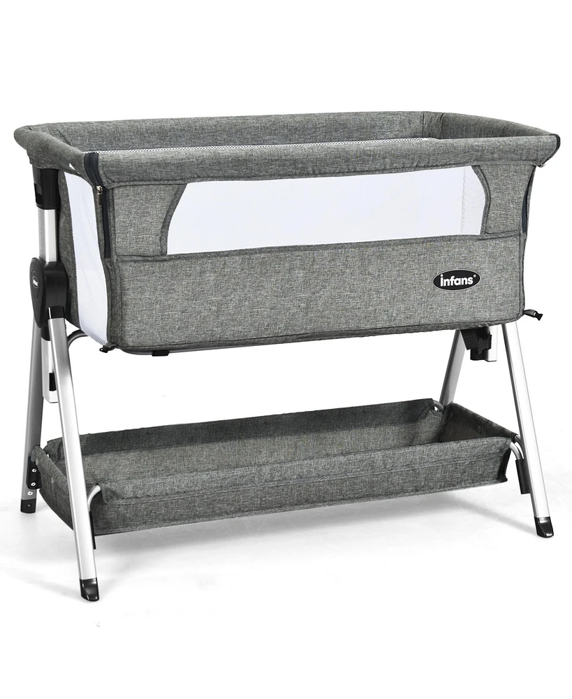Gouun Adjustable Baby Bedside Crib with Large Storage